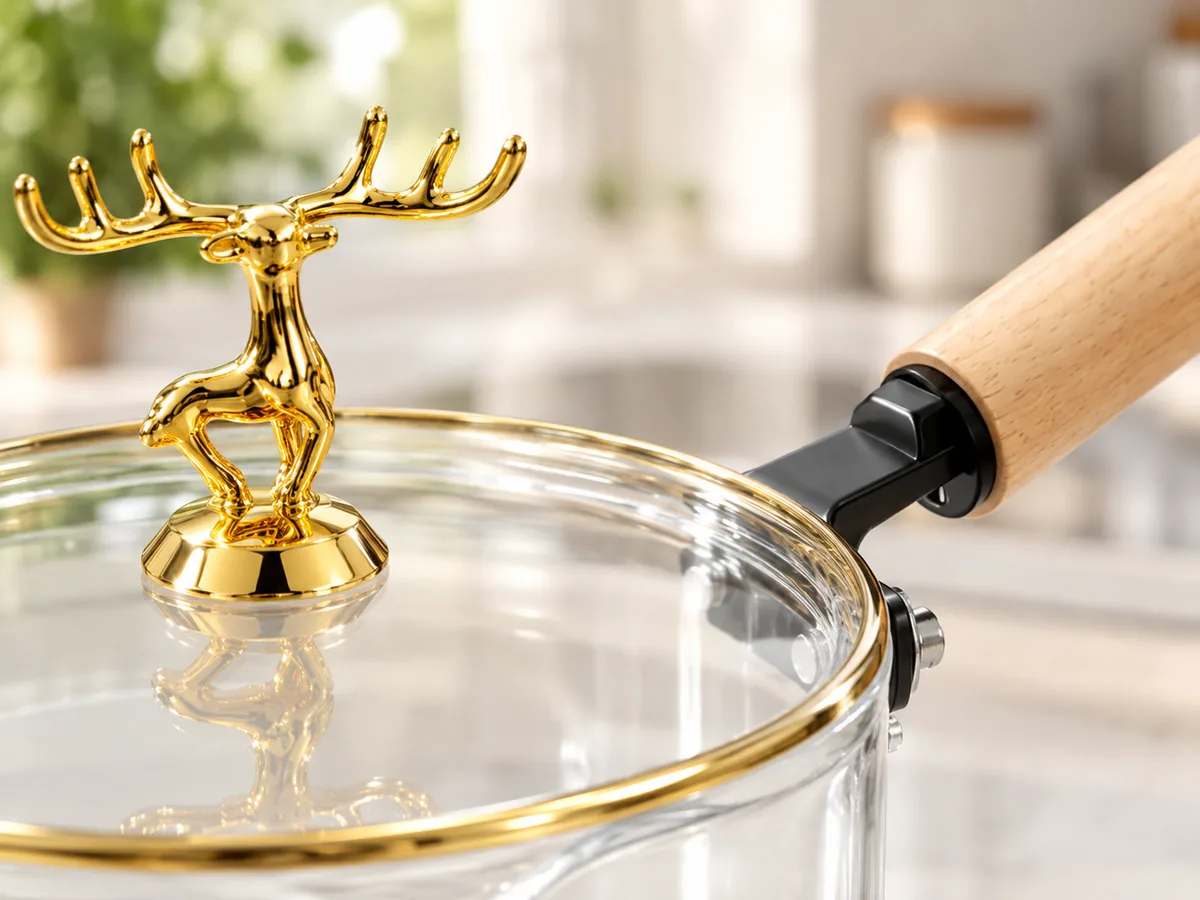 Borosilicate Glass Saucepan with Wooden Handle - view 2