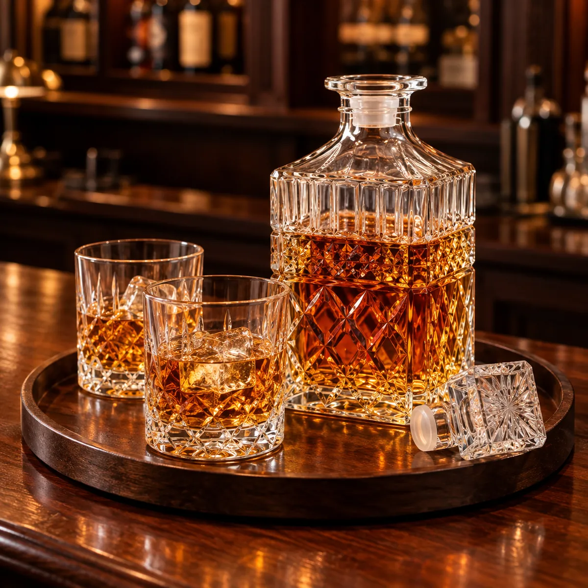 Home Bar Whisky Decanter Bottle & Glass Set - view 3