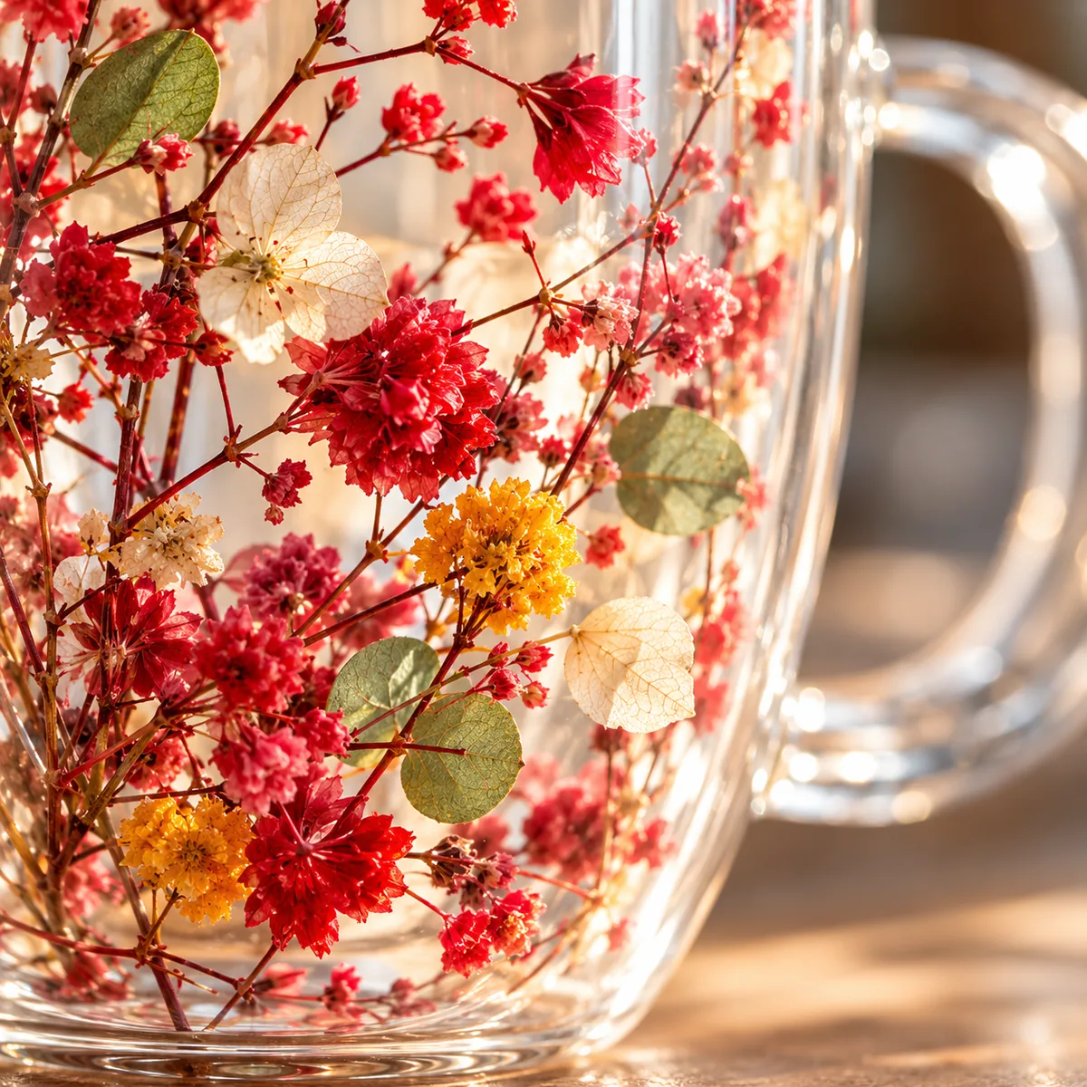 Dried Flower Double Wall Glass Coffee Cup - view 4