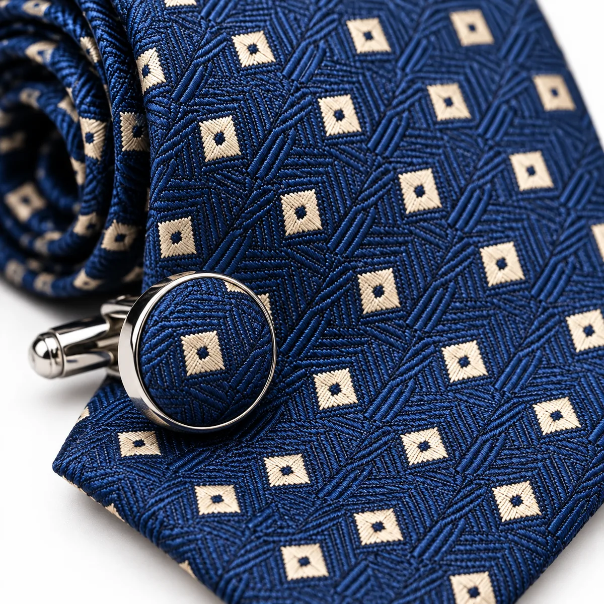 Men's Premium Necktie, Pocket Square & Cufflinks Gift Set - Blue - view 3